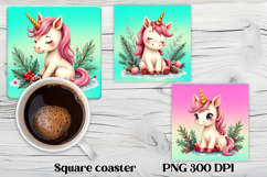 Cute unicorn square coaster | Unicorn coaster sublimation Product Image 1