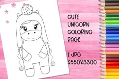 Cute unicorn coloring book page for kids. JPG. Product Image 1