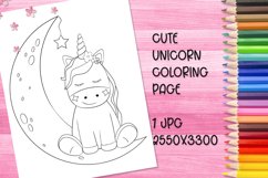 Cute unicorn coloring book page for kids. JPG. Product Image 1