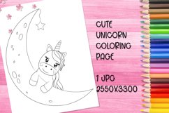 Cute unicorn coloring book page for kids. JPG. Product Image 1