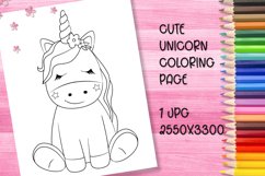 Cute unicorn coloring book page for kids. JPG. Product Image 1