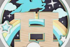 Nursery Sign Laser Cut File - Magical Unicorn Letter H Product Image 5