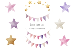 Watercolor unicorn horns clipart Unicorn horn with flowers Product Image 5