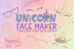 Unicorn Face Maker| Unicorn Face Clipart|12 PNG Elements Product Image 1