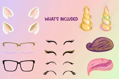Unicorn Face Maker| Unicorn Face Clipart|12 PNG Elements Product Image 2