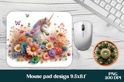 Animal mouse pad sublimation | Unicorn flower mousepad Product Image 1