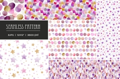 Watercolor pink, purple and beige dots and stars pattern Product Image 2