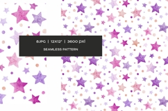 Watercolor pink, purple and beige dots and stars pattern Product Image 10
