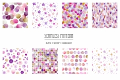 Watercolor pink, purple and beige dots and stars pattern Product Image 1