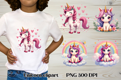 Cute unicorn clipart | Cute animal sublimation | Unicorn PNG Product Image 1