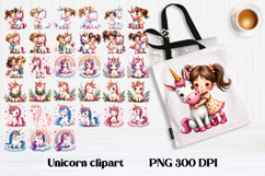 Cute unicorn kids clipart | Cute animal sublimation PNG Product Image 1