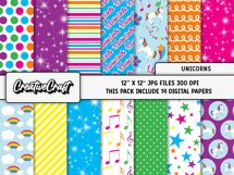 Unicorns Digital Paper, unicorns graphic, illustrations Product Image 2