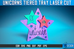 Unicorn Tiered Tray Laser Cut SVG|Magic Tiered Tray SVG Product Image 1