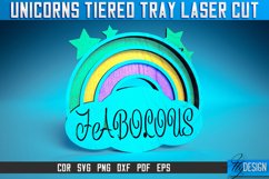 Unicorn Tiered Tray Laser Cut SVG|Magic Tiered Tray SVG Product Image 1