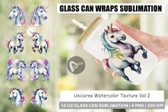 Glass Can Wraps Unicorns Watercolor Product Image 1