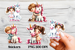 Cute unicorn stickers PNG | Cute animal sticker printable Product Image 1