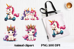 Cute unicorn clipart PNG | Cute animal sublimation design Product Image 1