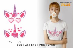 Unicorn Face with Heart Glasses and Ribbon on Its Horn Product Image 1