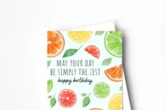 Printable Lemon Birthday Card - 'Simply The Zest' Food Pun Product Image 3