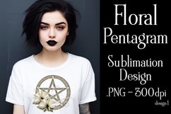 Pentagram Sublimation Design, Floral Tan Pentagram PNG Product Image 1