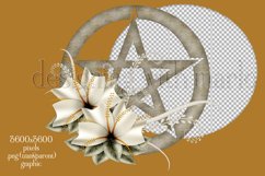 Pentagram Sublimation Design, Floral Tan Pentagram PNG Product Image 2