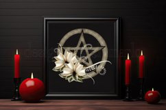 Pentagram Sublimation Design, Floral Tan Pentagram PNG Product Image 3