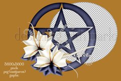 Pentagram Sublimation Design, Floral Blue Purple Pentagram Product Image 2