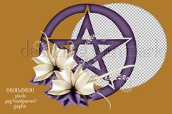 Pentagram Sublimation Design, Floral Purple Pentagram Product Image 2
