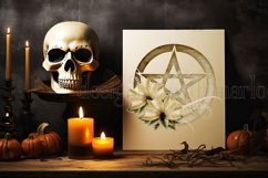 Pentagram Sublimation Design, Floral Dark Tan Pentagram PNG Product Image 3
