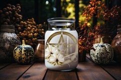 Pentagram Sublimation Design, Floral Dark Tan Pentagram PNG Product Image 3