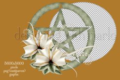 Pentagram Sublimation Design, Floral Green Pentagram PNG Product Image 2