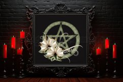Pentagram Sublimation Design, Floral Green Pentagram PNG Product Image 3