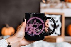 Pentagram Sublimation Design, Floral Dark Pink Pentagram PNG Product Image 3