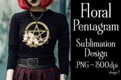 Pentagram Sublimation Design, Floral Tan Pentagram PNG Product Image 1