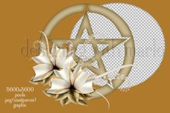 Pentagram Sublimation Design, Floral Tan Pentagram PNG Product Image 2