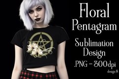 Pentagram Sublimation Design, Floral Dark Green Pentagram Product Image 1