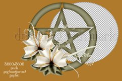 Pentagram Sublimation Design, Floral Dark Green Pentagram Product Image 2
