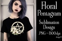 Pentagram Sublimation Design, Floral Light Tan Pentagram Product Image 1