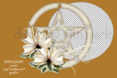 Pentagram Sublimation Design, Floral Light Tan Pentagram Product Image 2
