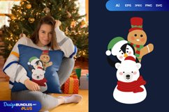 Polar Bear, Penguin, and Gingerbread Man Pillow Sublimation Product Image 1