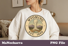 Vintage Wyoming Sublimation PNG | State Emblem Art Product Image 1