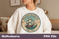 Massachusetts Vintage Stamp PNG | Us States Sublimation Art Product Image 1