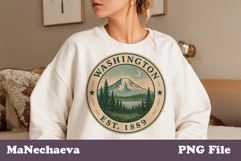 Washington Vintage Stamp PNG | Us States Sublimation Art Product Image 1