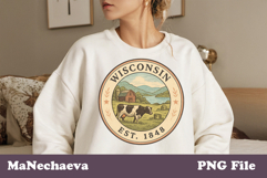Wisconsin Vintage Stamp PNG | United States Sublimation Product Image 1