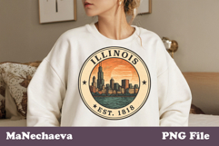 Illinois Vintage Stamp PNG | United States Sublimation Product Image 1