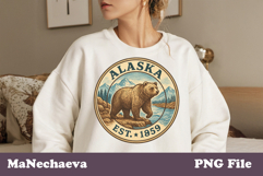 Alaska Vintage Stamp PNG | Bear Wilderness Sublimation Product Image 1