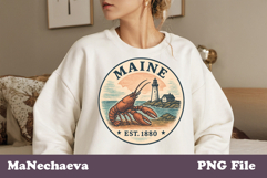 Us States Vintage Stamp PNG | Maine Sublimation Design Product Image 1