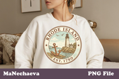 Vintage United States Stamp PNG | Rhode Island Lighthouse Product Image 1