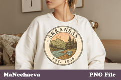 Vintage United States Stamp PNG | Arkansas Sublimation Product Image 1