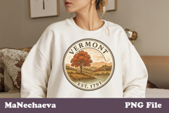 Vintage United States Stamp PNG | Vermont Sublimation Product Image 1